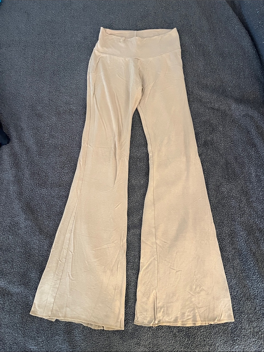 Bleusalt Brand Soft Cotton mid-Rise flare Pants in Light Beige